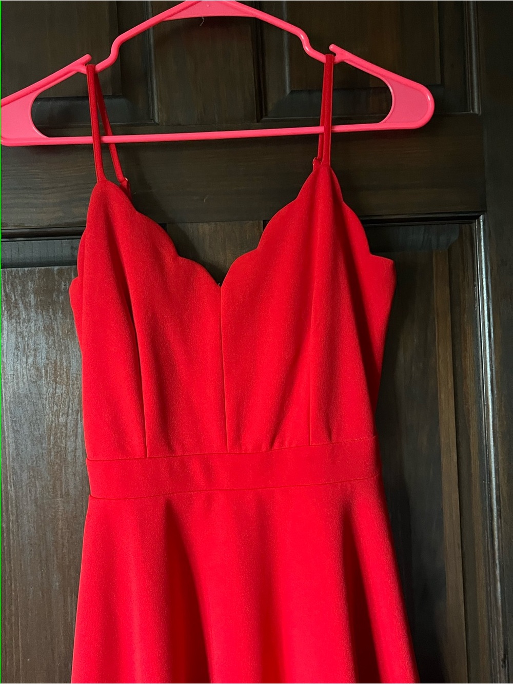 B Darlin Red Scallop Neck Strapless Fit & Flare Dress